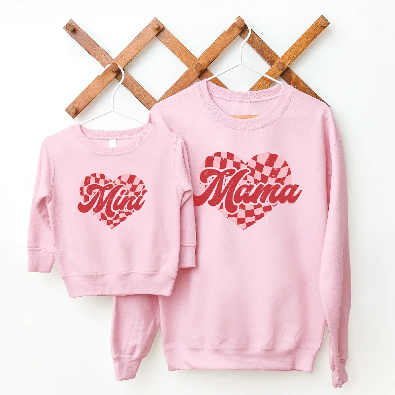 Mama & Mini Checkered Heart Matching Sweatshirts