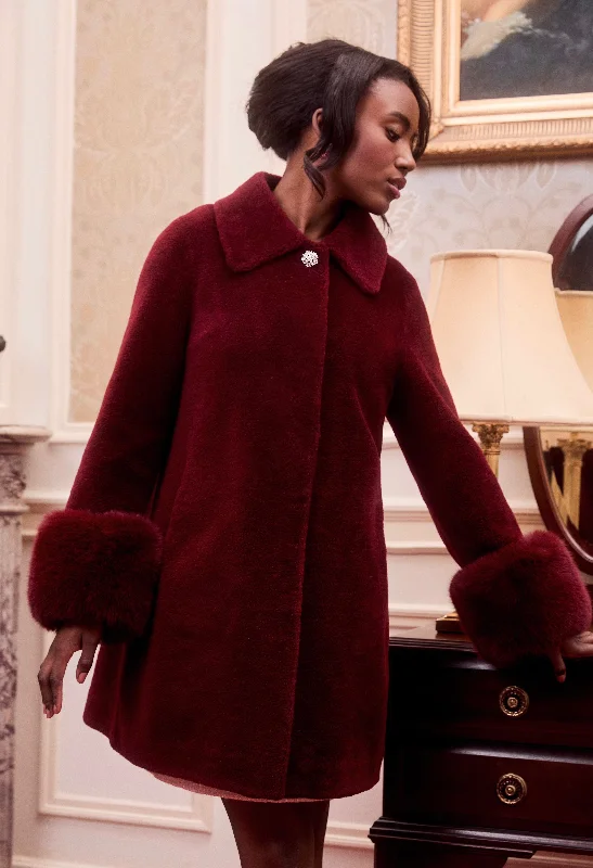Exclusive Offers 'Fairytale' Wool and Faux Fur Teddy Coat in Rosso