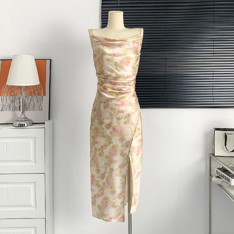 Deal Zone Plus Size Korean Sateen Wrap Drape Sleeveless Dress