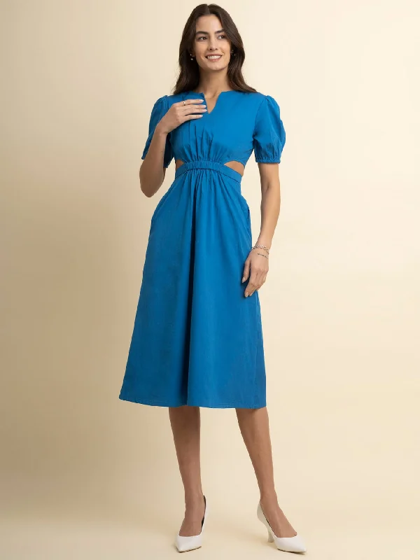 Fantastic Deals Cutout Detail Dress - Blue