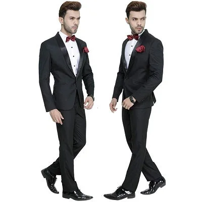 Epic Deals M25, Premium Black Tuxedo and Trouser set with Bow Tie, Size (Size -  40 to 46)