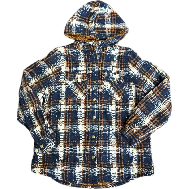 Final Clearance Blue Plaid Sherpa Lined Shacket