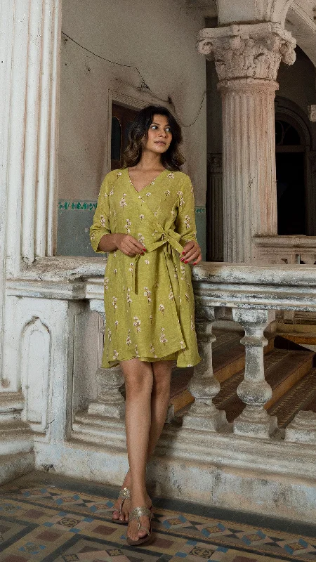 Markdowns CARDAMOM LINEN WRAP DRESS