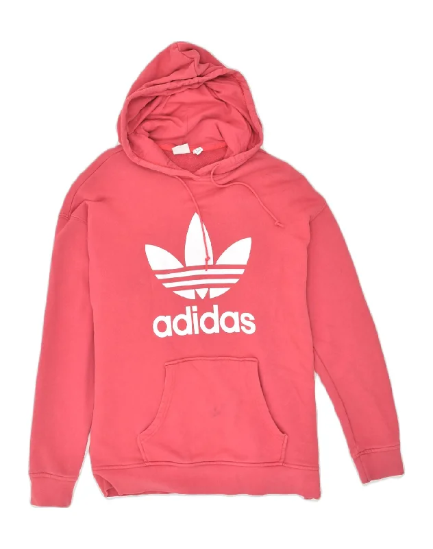Markdowns ADIDAS Womens Graphic Hoodie Jumper UK 12 Medium Pink Cotton