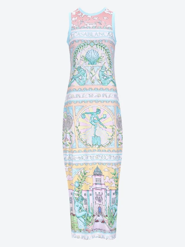 Vase printed midi tank dress