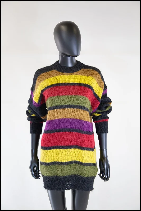Final Markdown Vintage 1980s Mohair Multi Stripe Long Sweater