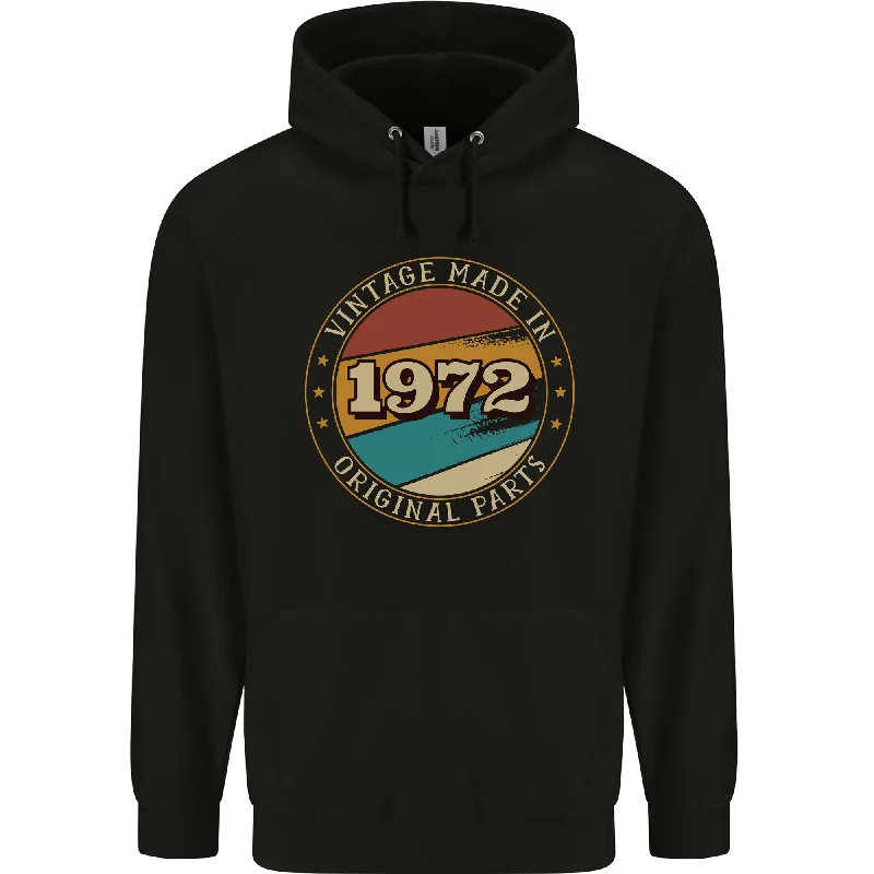 52nd Birthday  Vintage Made In 1972 Mens 80% Cotton Hoodie