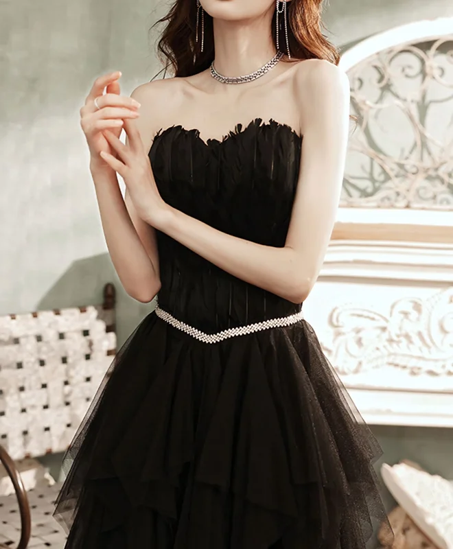 Discount Deals Black Tulle Long Prom Dress, Black Tulle Formal Dress, 1