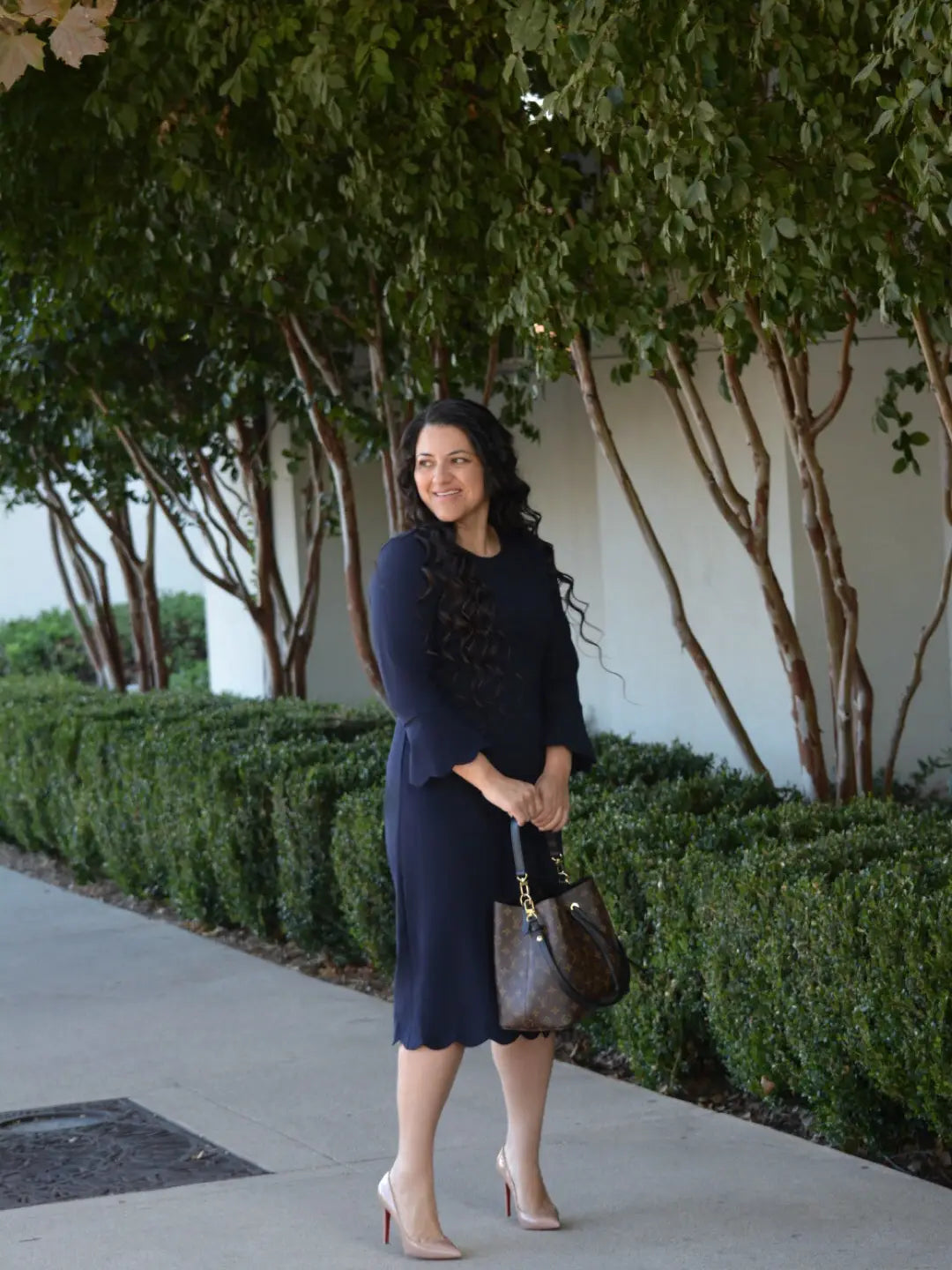 Price Rollback Lilly Navy Scalloped Dress