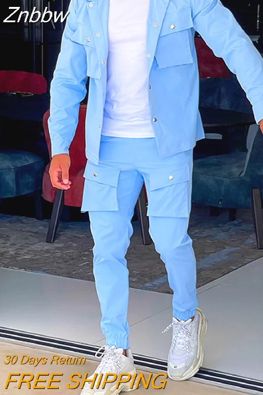 Huge Savings Znbbw Solid Men 2-piece Set Fall Fashion Long Sleeve Lapel Single Breasted Coat And Long Work Pants Suit Men Pocket Sports Suit Huge Savings Znbbw Solid Men 2-piece Set Fall Fashion Long Sleeve Lapel Single Breasted Coat And Long Work Pants Suit Men Pocket Sports Suit