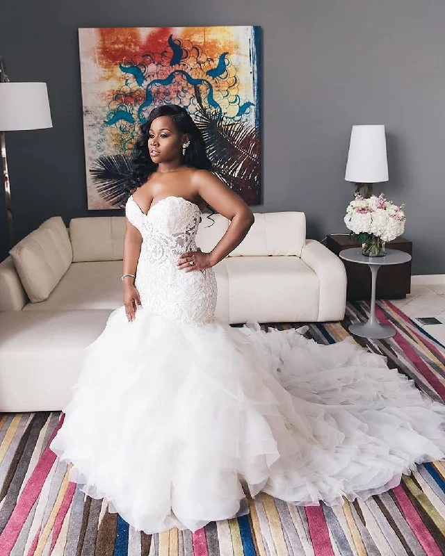 New Arrival Trumpet/Mermaid Wedding Dress Sweetheart Lace Beaded Bridal Gown JKA021