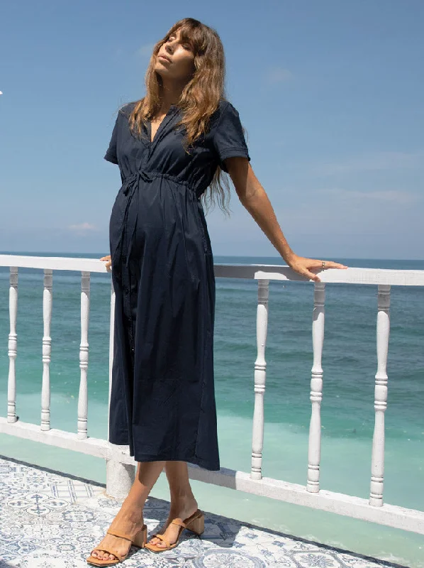 Bonus Savings Joan Navy Maternity Midi Dress