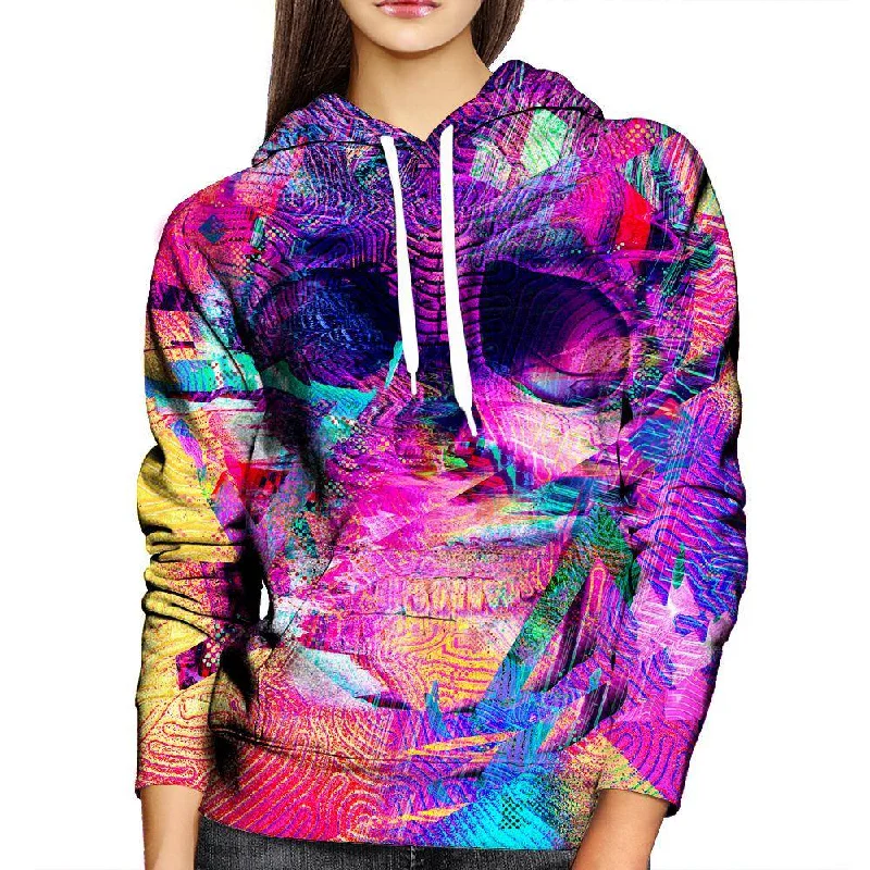 Bonus Savings Glitch Skull Womens Hoodie
