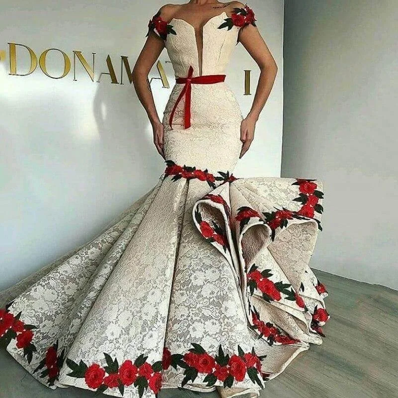 Price Buster All Eyes On Me - Floral Vintage Mermaid Gown
