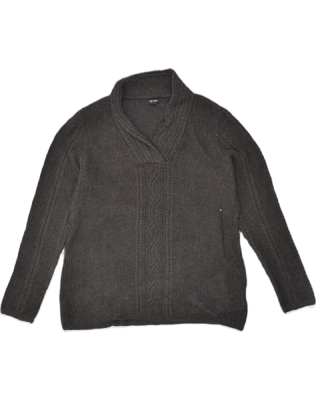 Special Discount NAUTICA Womens Shawl Neck Jumper Sweater UK 20 2XL Grey Cotton