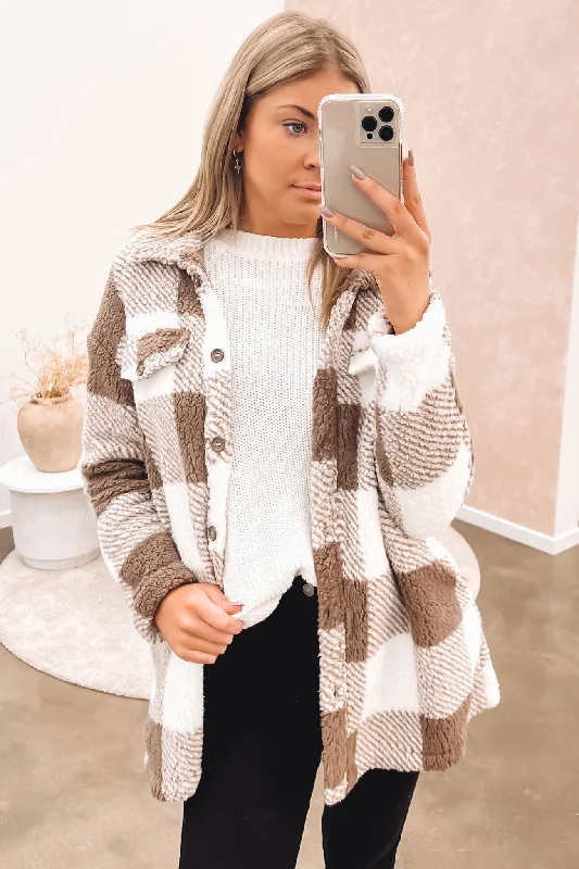 Midnight Madness Apollo Cosy Shacket Brown White