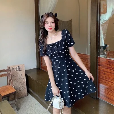 Plus Size Square Neck Hearts Dress