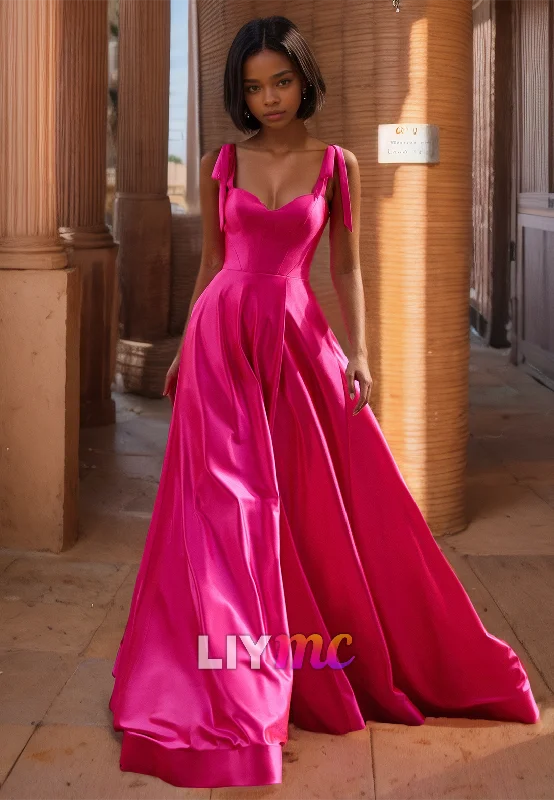 Value Deals Sweetheart Spaghetti Straps Pleated Sleek A-Line Prom Dress