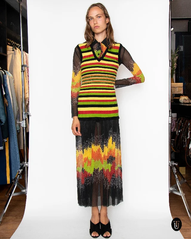 Special Discount 90s Jean Paul Gaultier Illusion sheer mesh and knitted dress S