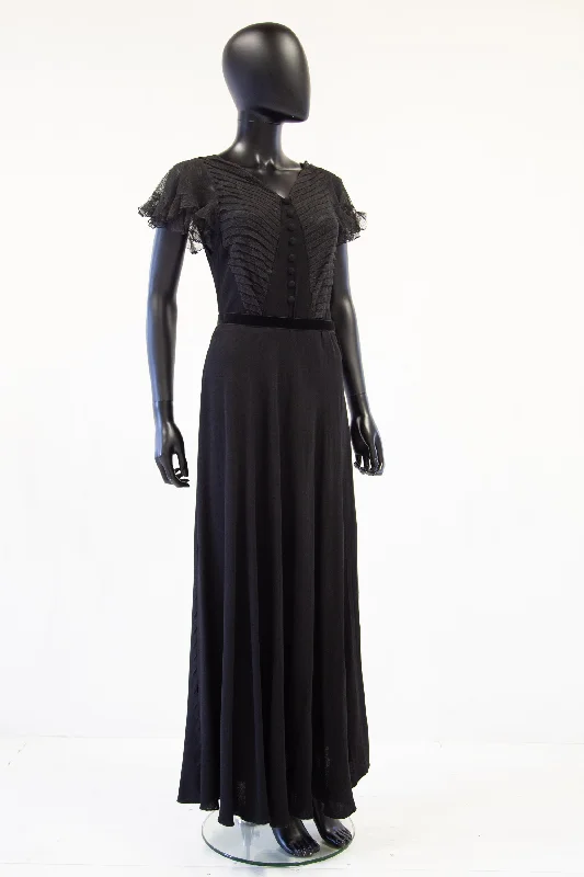 Vintage 1930s Black Tulle Dress