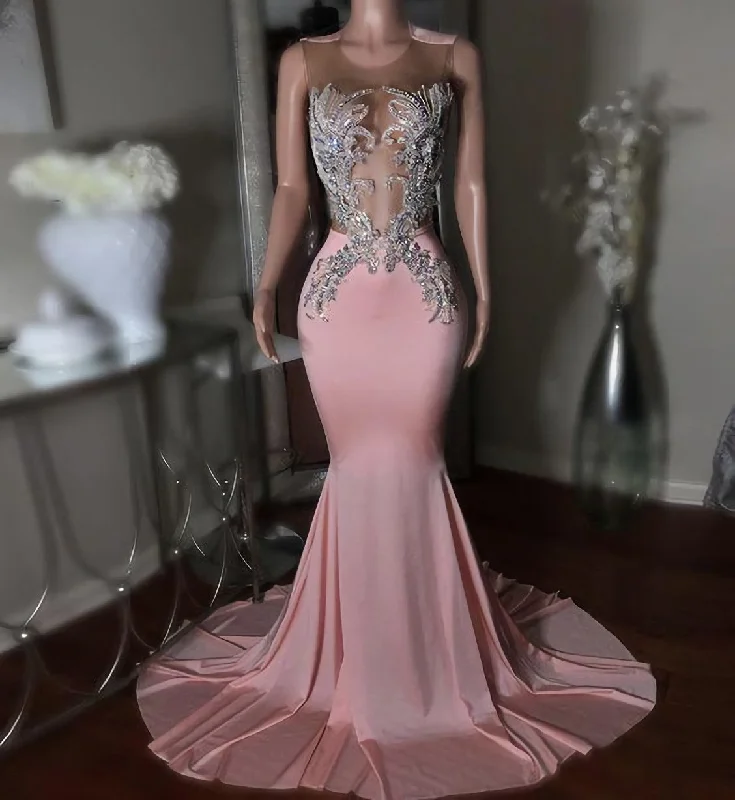 Limited Stock Pink Long Prom Dress, Mermaid Evening Dress