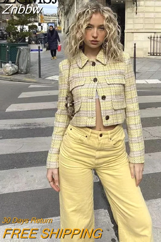 Loyalty Reward Znbbw TRAF Women Front Flap Cropped Tweed Blazer Coat Vintage Lapel Collar Long Sleeve Female Outerwear Chic Tops Loyalty Reward Znbbw TRAF Women Front Flap Cropped Tweed Blazer Coat Vintage Lapel Collar Long Sleeve Female Outerwear Chic Tops