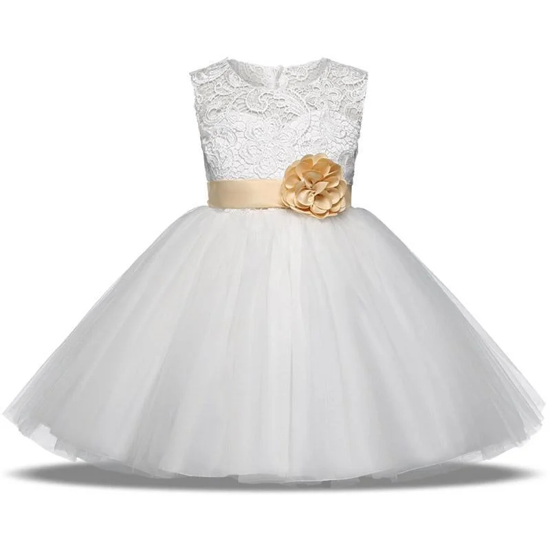 Huge Savings Girls Dress Princess Lace Flower Girl Dress 4-10 Years White