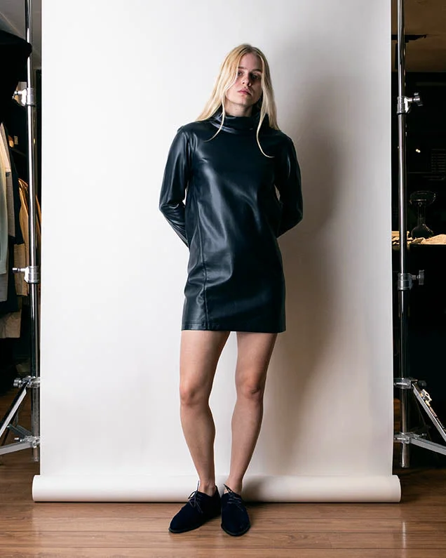Exclusive Offers 2000s Céline Faux Leather Turtleneck Dress S