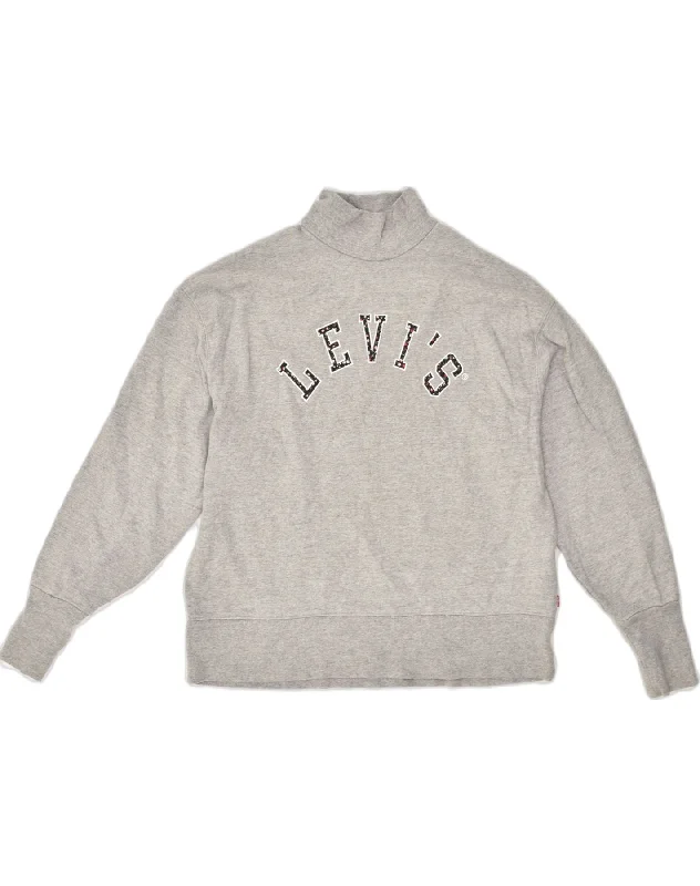 Great Deals LEVI'S Womens Oversized Graphic Sweatshirt Jumper UK 10 Small Grey Cotton