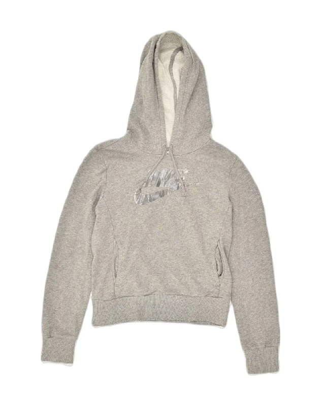 Must-Have Deals NIKE Womens Graphic Hoodie Jumper UK 8 Small Grey Cotton