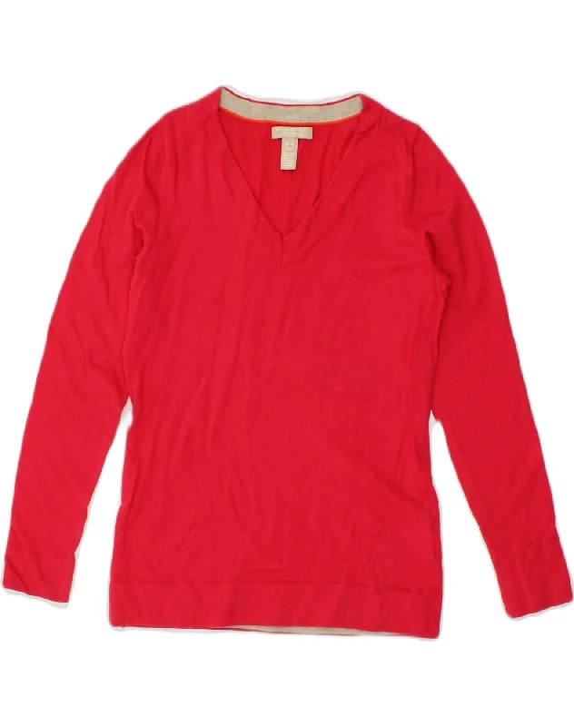 Holiday Sale BANANA REPUBLIC Womens V-Neck Jumper Sweater UK 12 Medium Red Wool