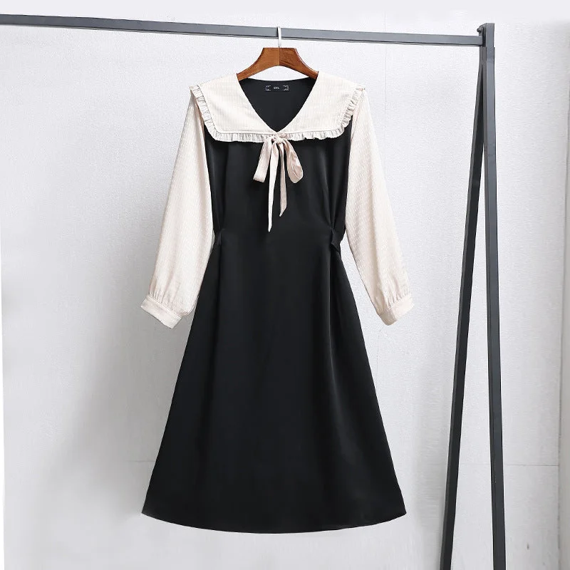 Super Deal Plus Size Frills Collar Long Sleeve Dress (EXTRA BIG SIZE)