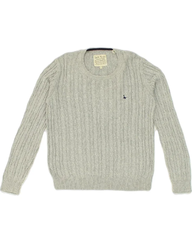 Buy Now JACK WILLS Womens Crew Neck Jumper Sweater UK 14 Large  Grey Cotton