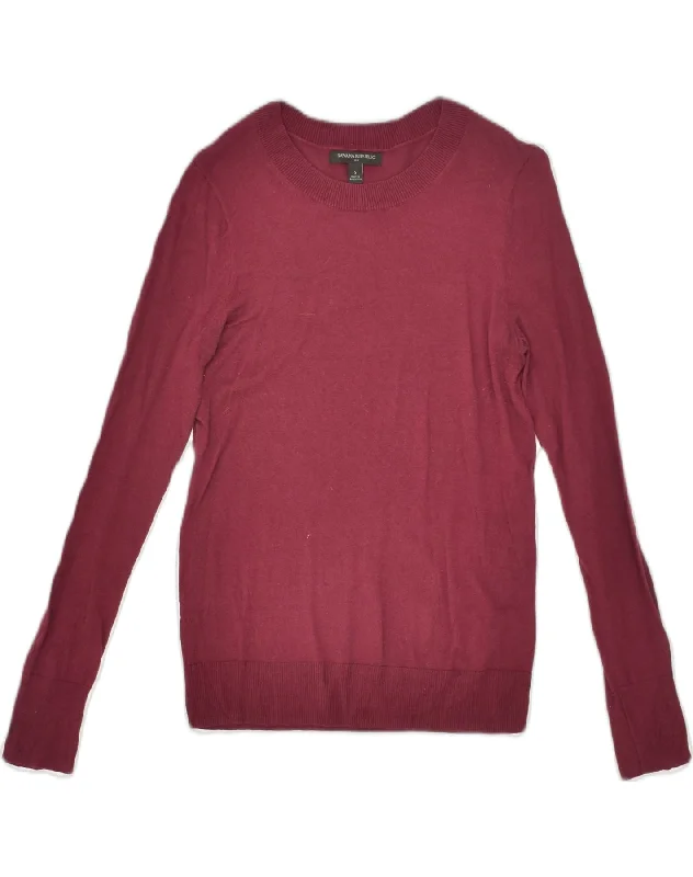 Limited Availability BANANA REPUBLIC Womens Crew Neck Jumper Sweater UK 10 Small Maroon Cotton