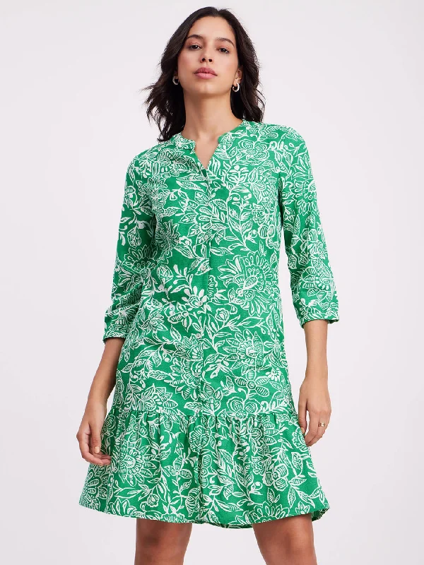 Bonus Savings Linen Shirt Dress - Green