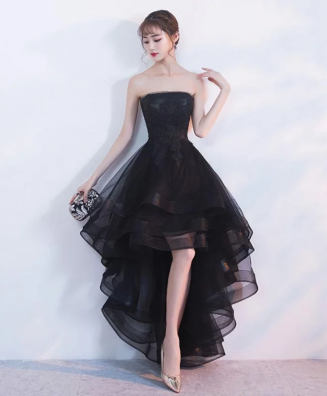 Instant Discount Black Tulle Lace Short Prom Dress, Black Tulle Homecoming Dress, 1