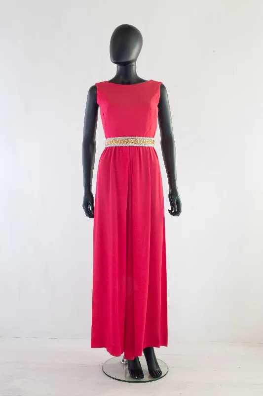 Vintage 1970s Pink Crepe Jumpsuit