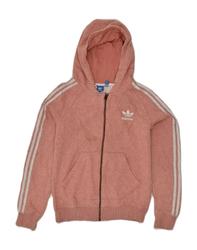 Discount Extravaganza ADIDAS Womens Zip Hoodie Sweater UK 12 Medium  Pink Cotton