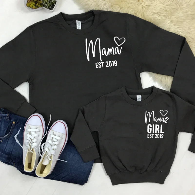 Personalised Mama & Girl Established Mum & Kid Matching Sweatshirts (MRK X)