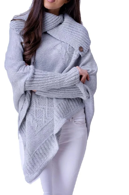 Daily Deals Gestrickter Poncho mit Rollkragen und Ärmeln Lena