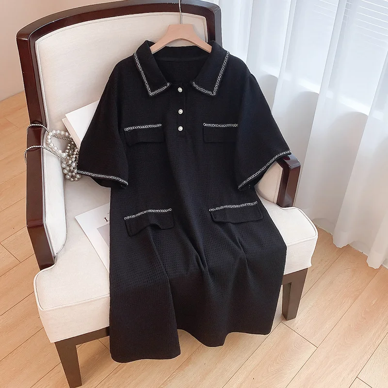 Extra Savings Plus Size Buttons Chanelesque Shirt Dress (EXTRA BIG SIZE)