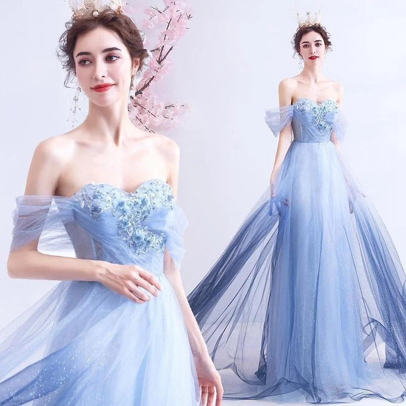 Special Promotion Blue Lace Prom Dress, Evening Dress
