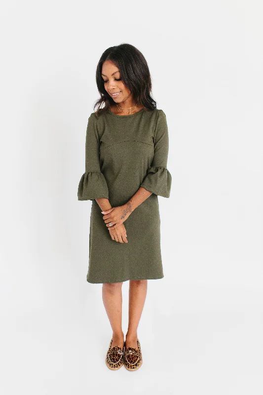 Markdowns Olive - Harper & Bay Bell Sleeve Nursing Dress