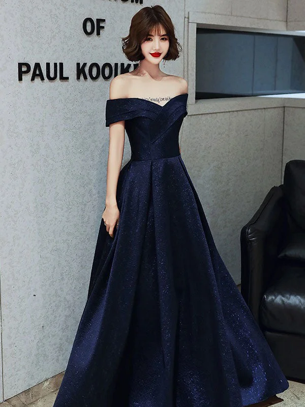 New Markdowns Amazing Evening Dress A-Line Bateau Neck Floor-Length Short Sleeves Lace-up Pleated Satin Fabric evening dress