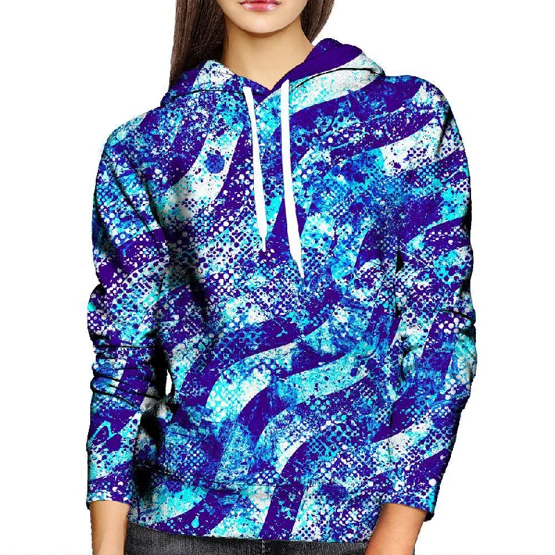 Midnight Madness Abstract Blue Waves Womens Hoodie