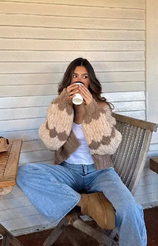 Limited Time Discount Ryley Brown Knit Cardigan