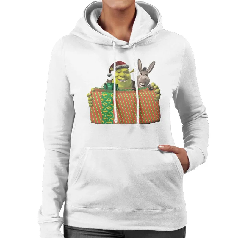 Deal Explosion Shrek Christmas Shrek And Donkey Festive Box Women's Hooded Sweatshirt Deal Explosion Shrek Christmas Shrek And Donkey Festive Box Women's Hooded Sweatshirt