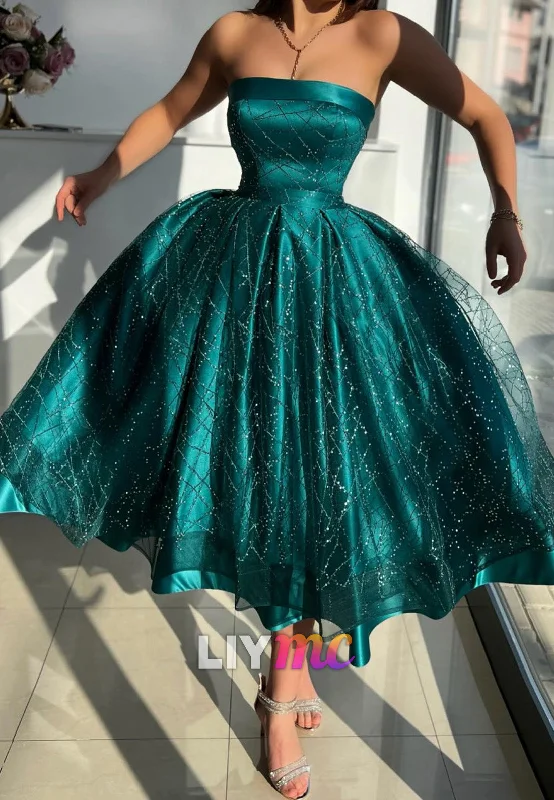 Unbeatable Prices LP2280 - Straight Across A-Line Pleated Appliques Satin Prom Dress