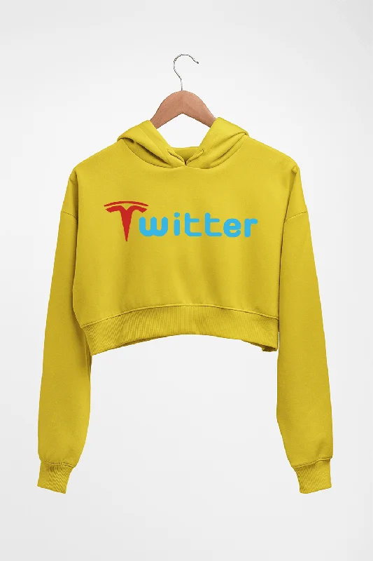 Price Buster Elon Musk Twitter x Tesla Crop HOODIE FOR WOMEN