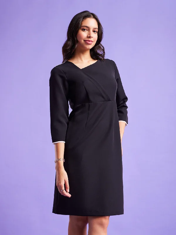 Special Discount Drape Shift Dress - Black